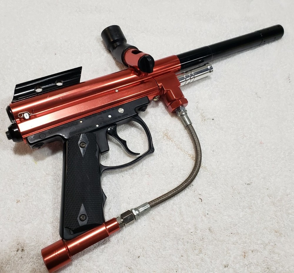 SHARP Red Java Spyder Compact Semi Auto Paintball Gun and Barrel WORKS GREAT