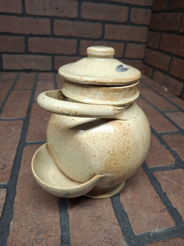 Vintage Etain Veritable Stoneware Olive Container
