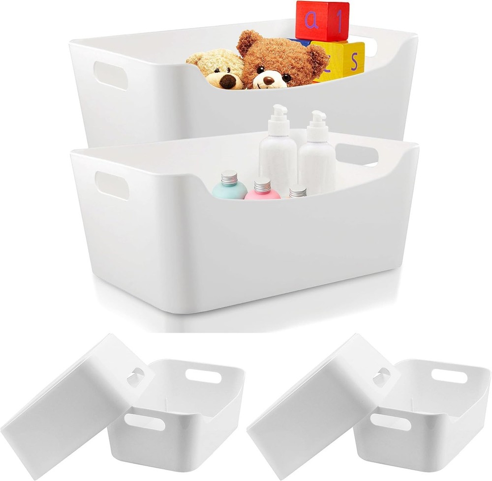 Ytteve 6-Pack Assorted White Plastic Storage Bins - Includes 2 Large (13" x 9...