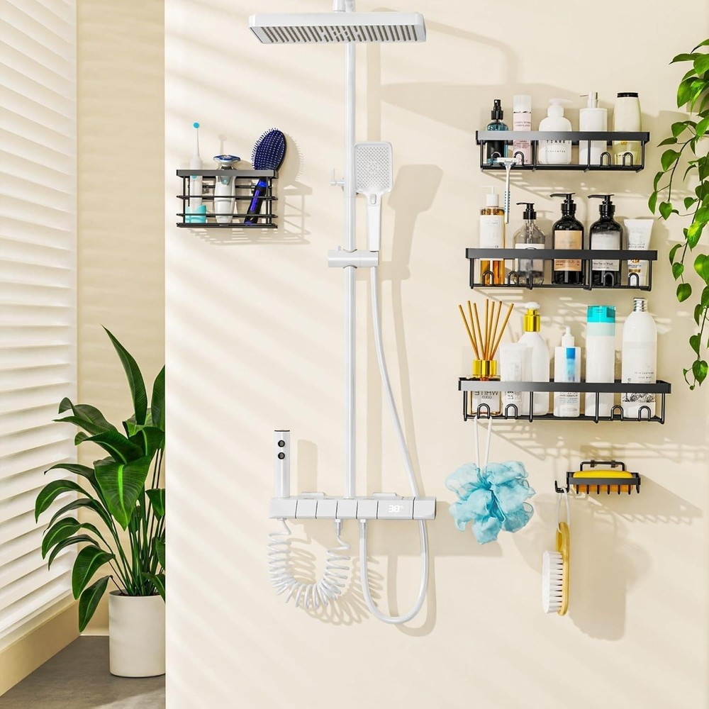 5 Pack Rust-Proof Shower Caddy Organizer – Elegant & Efficient Storage Solution