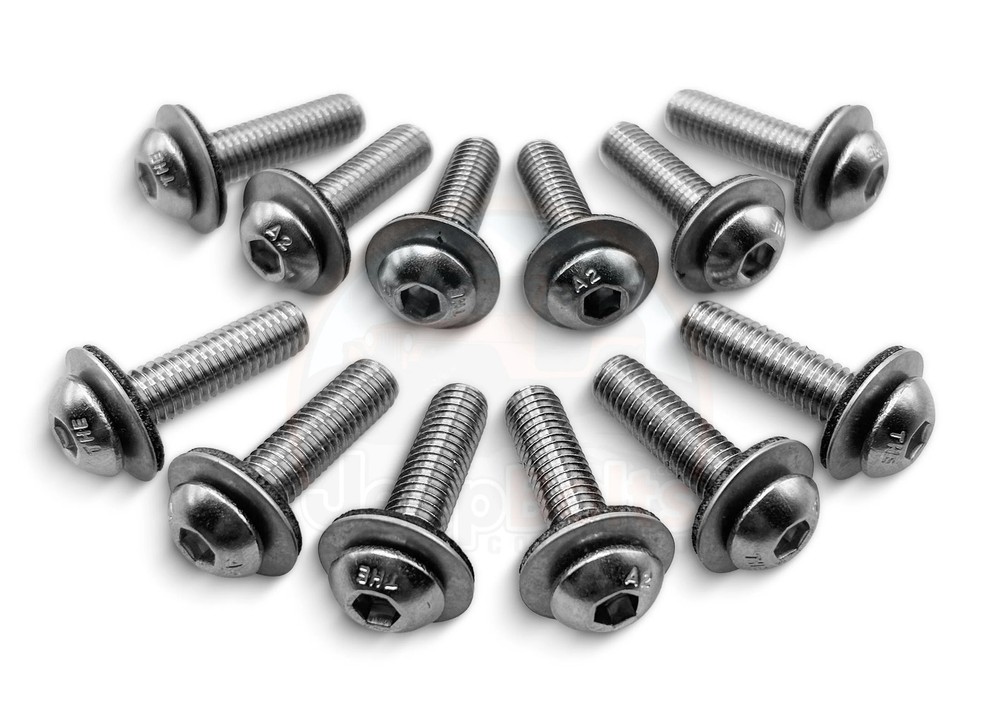 Fits JK Jeep Wrangler Windshield Hinge 12 Rust Proof SS Bolts - Regular