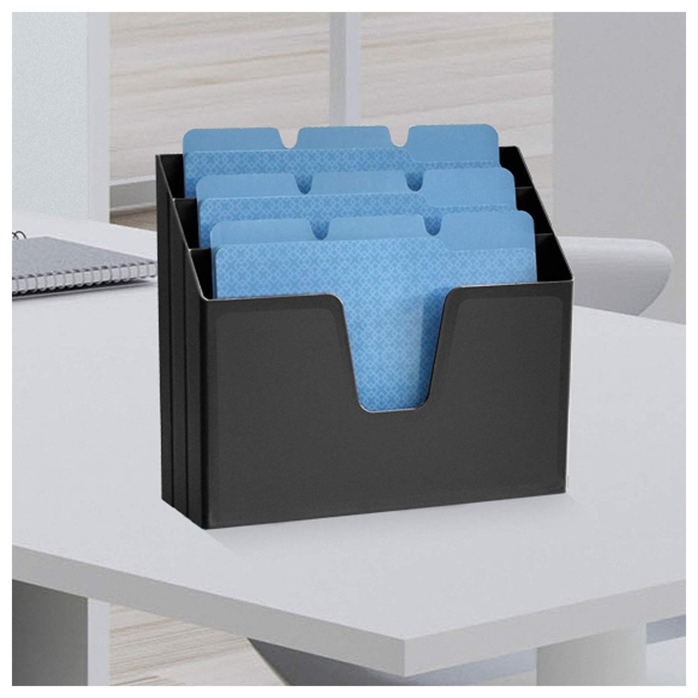 Horizontal Triple File Folder Holder Organizer black Color