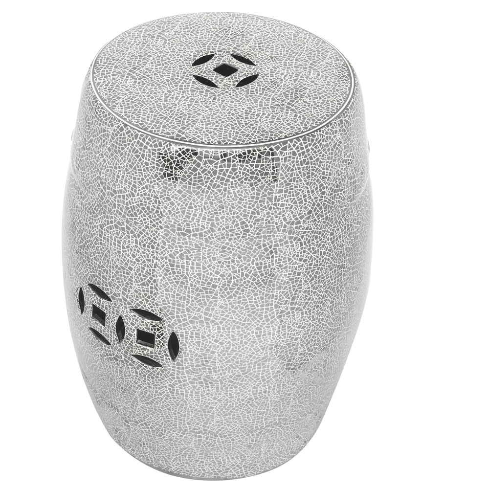 18" Silver Crackle Garden Stool