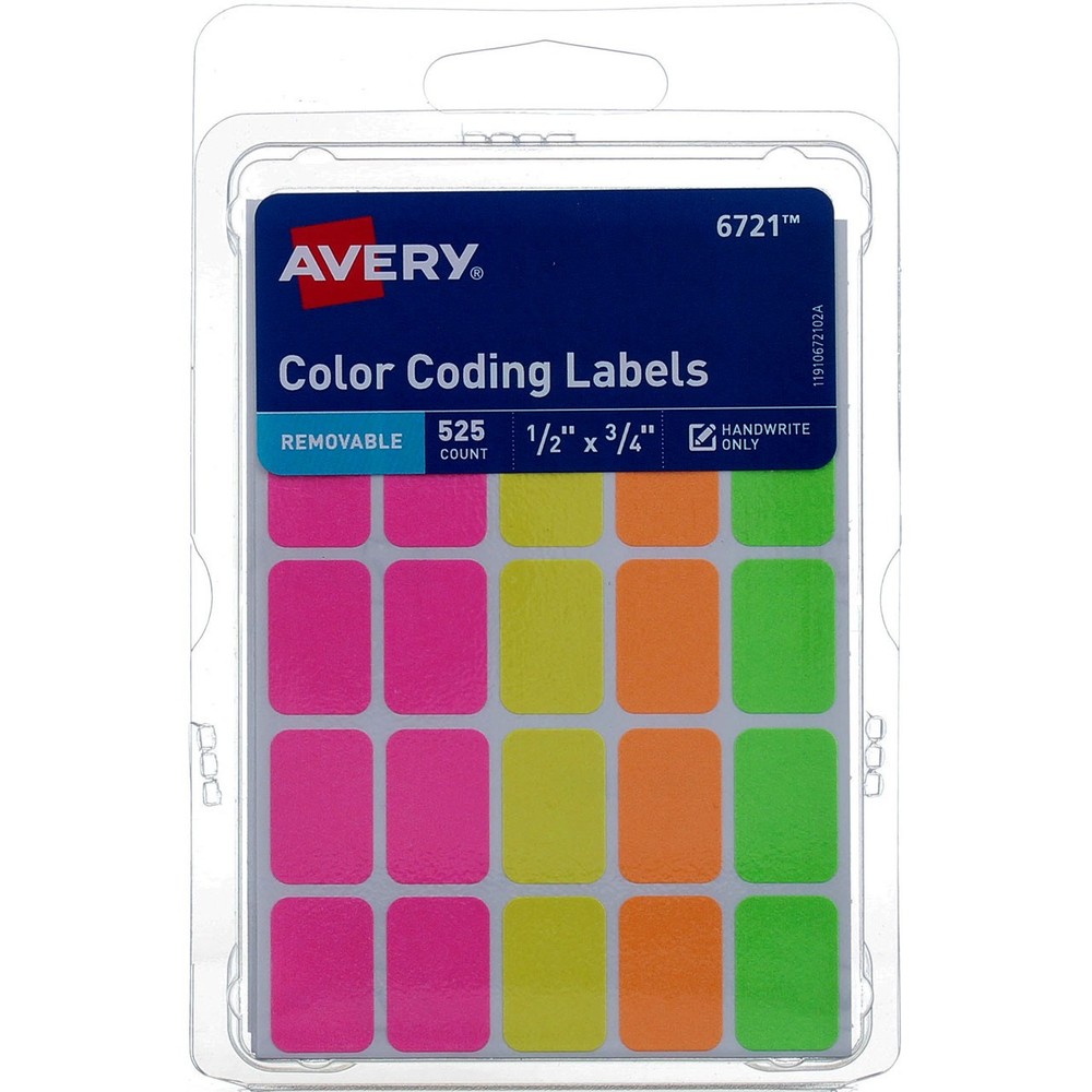 6 Pack Avery Removable Removable Color Coding Labels, 525 Ct