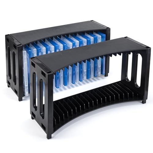 DVD Storage Rack, Stackable ABS 2 Pack DVD Storage Organizer Can Hold 40 Slim
