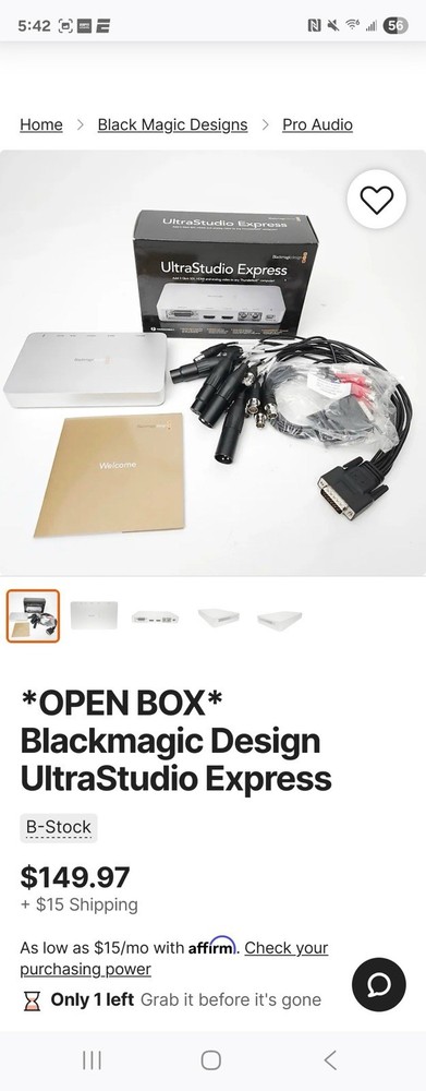 Blackmagic Design Ultra Studio Express with multiple connectors