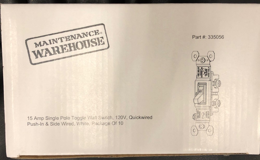Maintenance Warehouse® 15 Amp 1-Pole Quick/Side-Wired Toggle Wall Switch 10-Pack