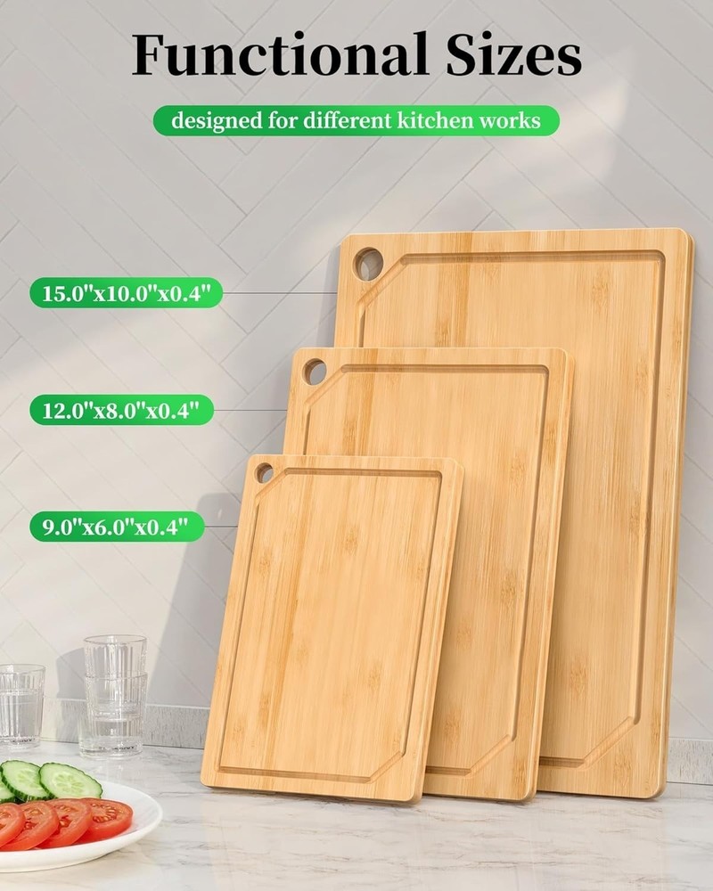 Natural Solid Wood Cutting Board Double Sided Kitchen Chopping Board for Meat