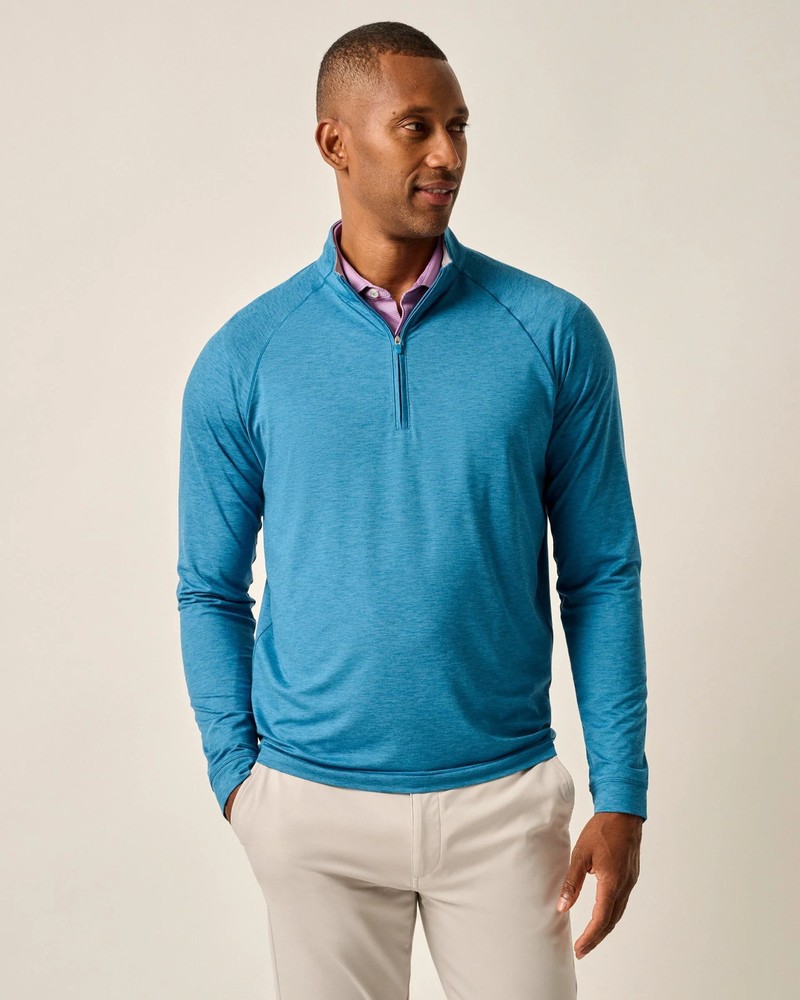johnnie-O Freeborne Performance 1/4 Zip Pullover Barrels Blue Size S