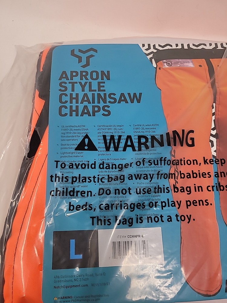 Notch Apron Style Chainsaw Chaps - Large