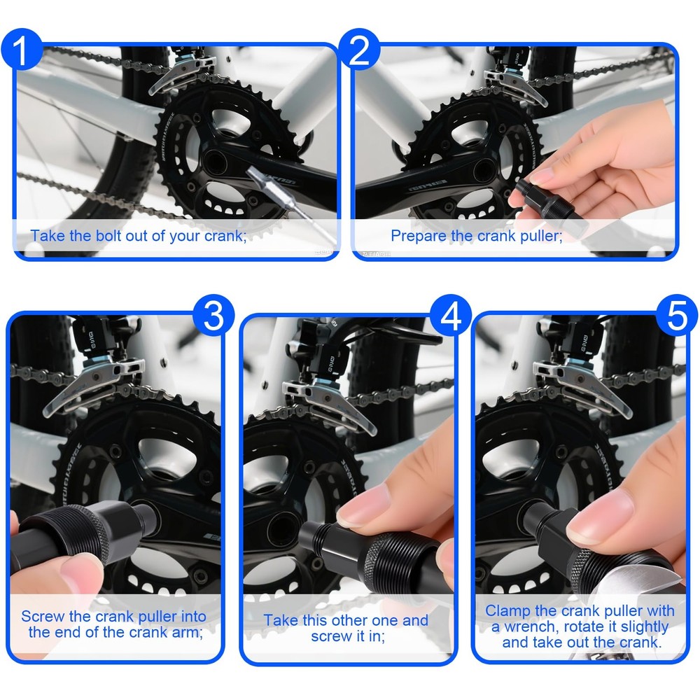Bicycle Crank Unloading Tool General Purpose Maintenance Repair Tool Set Black