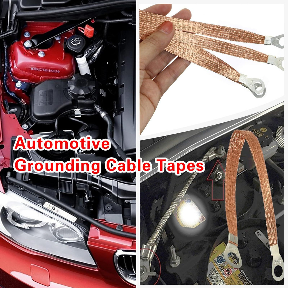 GKmow 5 PCS Automotive Engine Grounding Strap, Flexible Silver