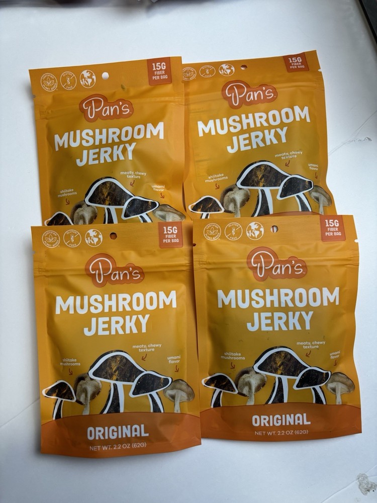 Pan's Mushroom Jerky, Original 4 Packs