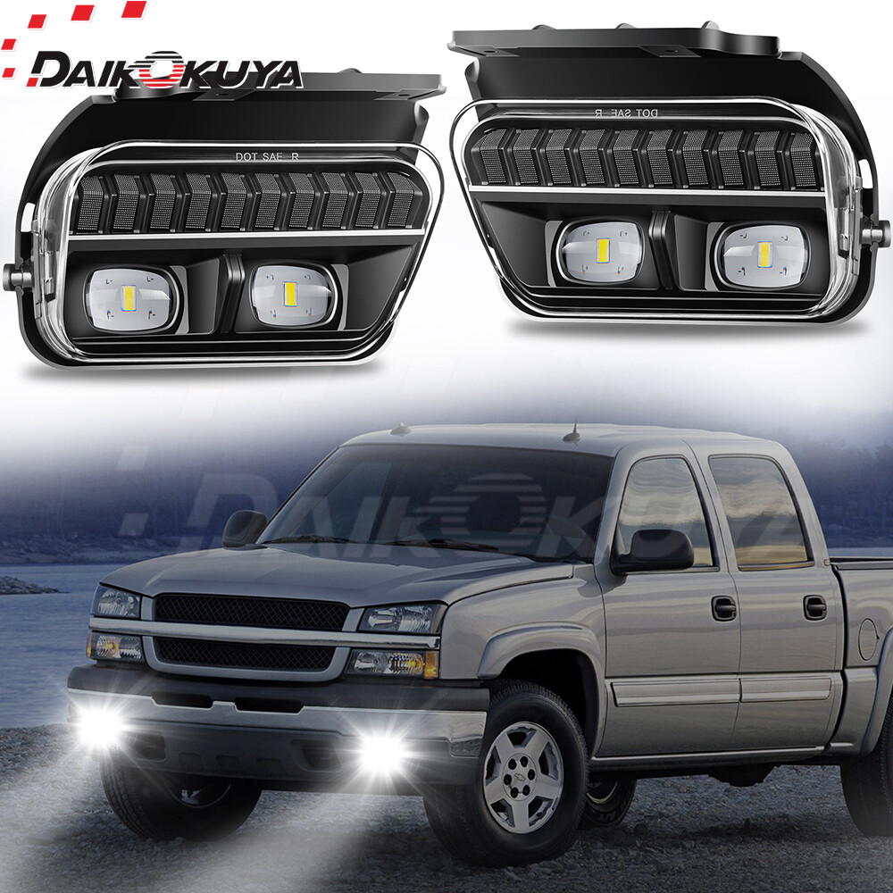 Pair For 2003-05 2006 Chevy Silverado Avalanche 1500 LED Fog Lights Bumper Lamps