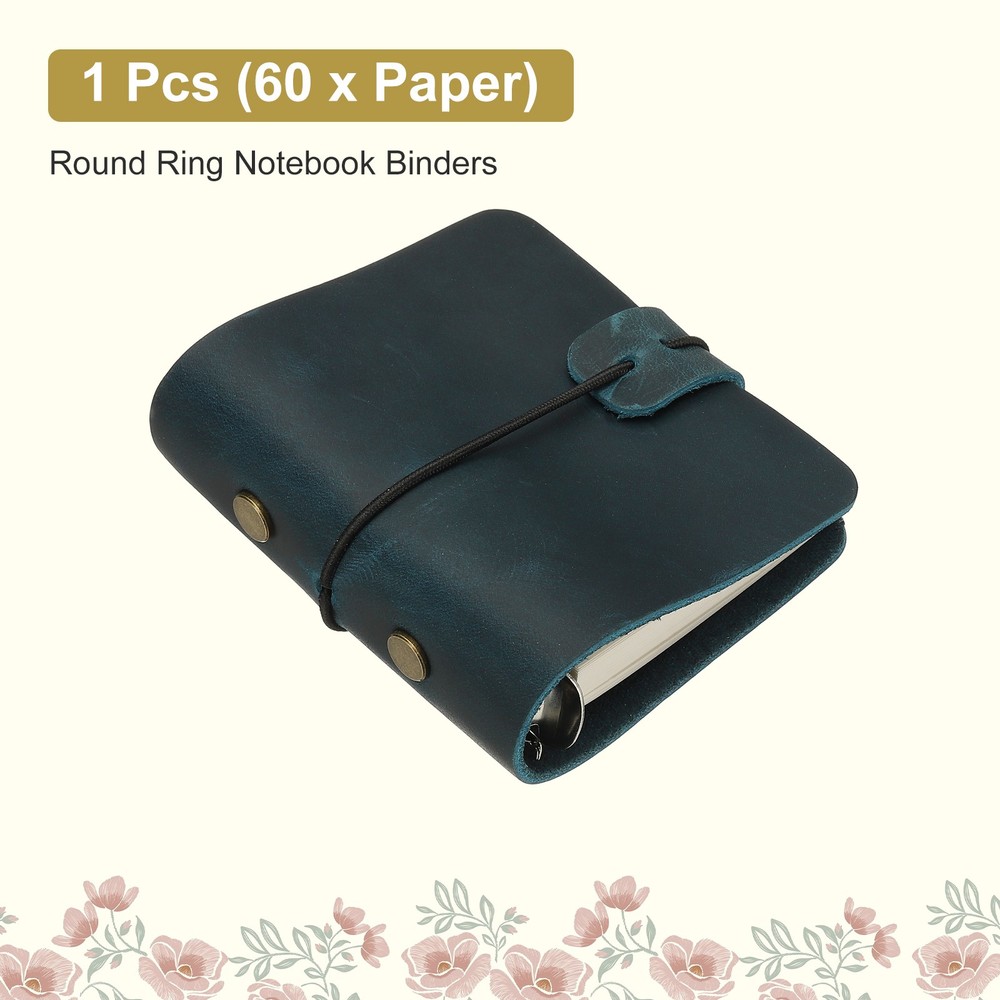 A9 Leather Journal 3 Ring Notebook Binder Planner Loose Leaf, Blue