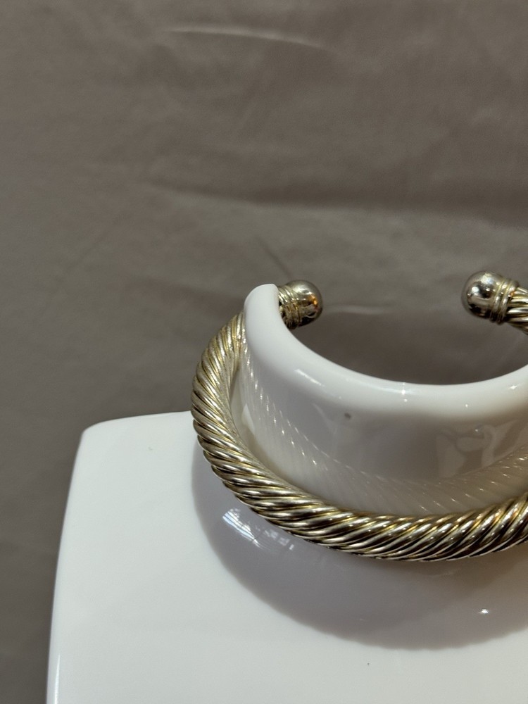 vintage silver tone twisted cable bangle