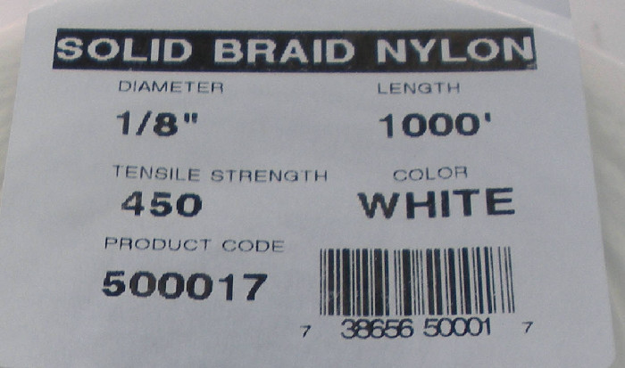 Unicord Solid Braid Nylon Rope 1/8" x 1000 Ft