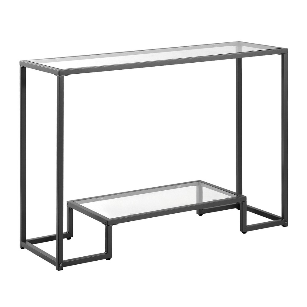 [New]2-Tier Glass Console Table,Modern Rectangle Sofa Side Table w/Tempered Glas