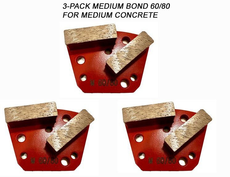 3-pack! Diamond Grinding Discs For Bolt-on Grinders Medium Surface 60/80 Grit