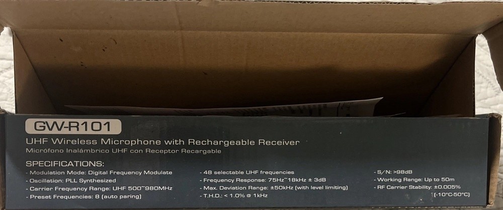 Studio Z GWR101 UHF Wireless Microphone - Silver