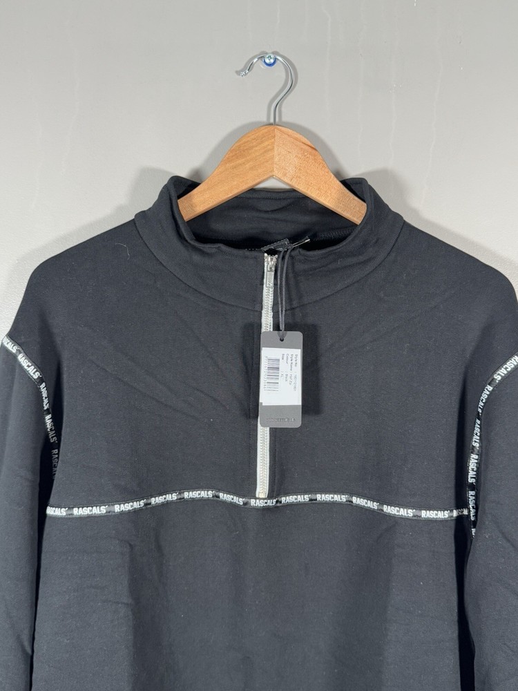 Mens Rascal Casual Black Pullover Half Zip Size XL