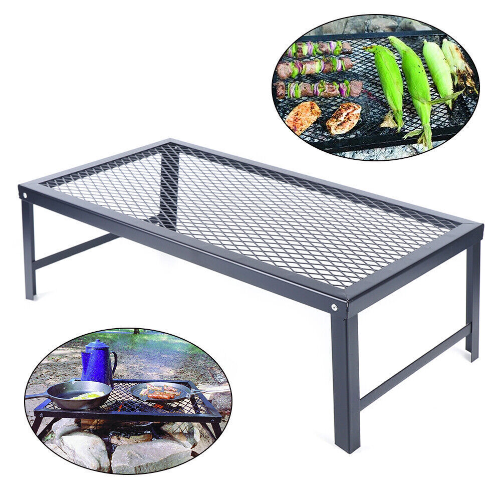 Folding Campfire Grill Fire Pit Cooking Grate Bbq Rack Griddle Plate With Legs