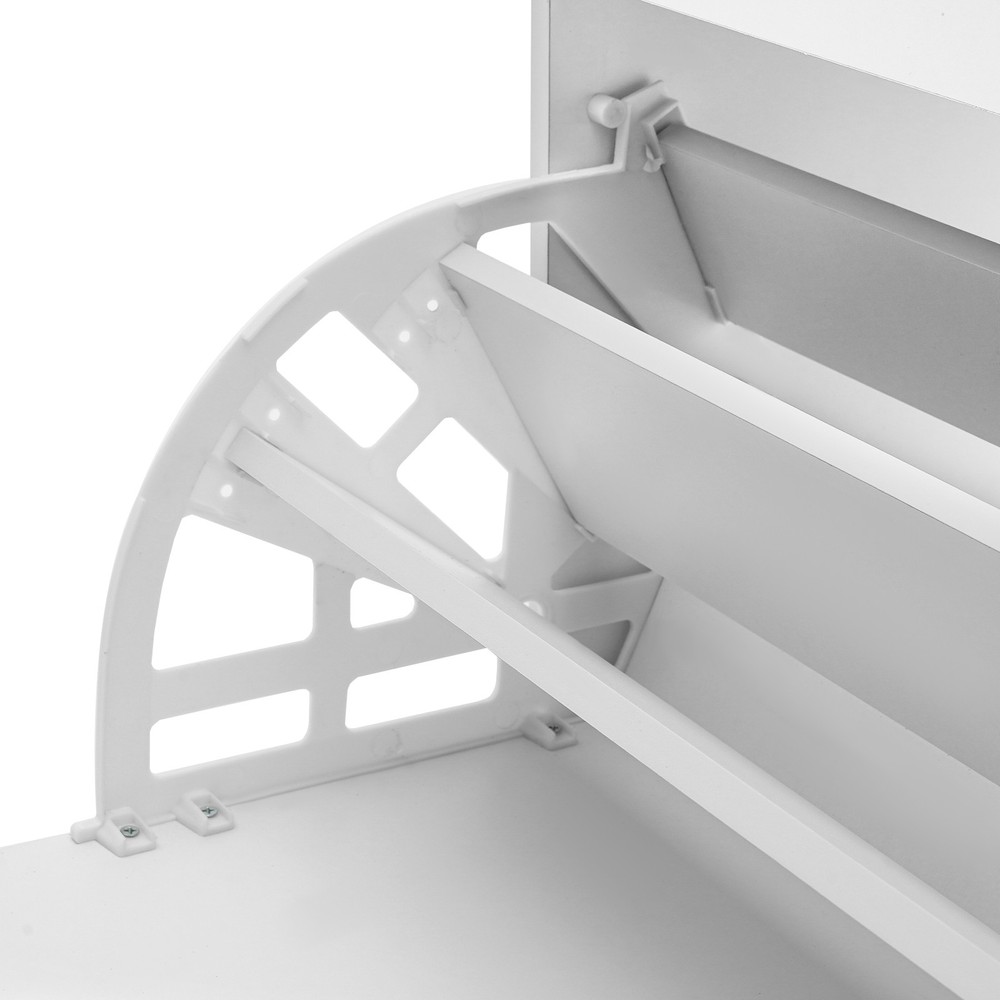 Space-Saving Triple-Fold Shoe Rack with Bench, Warm White, Entryway Storage