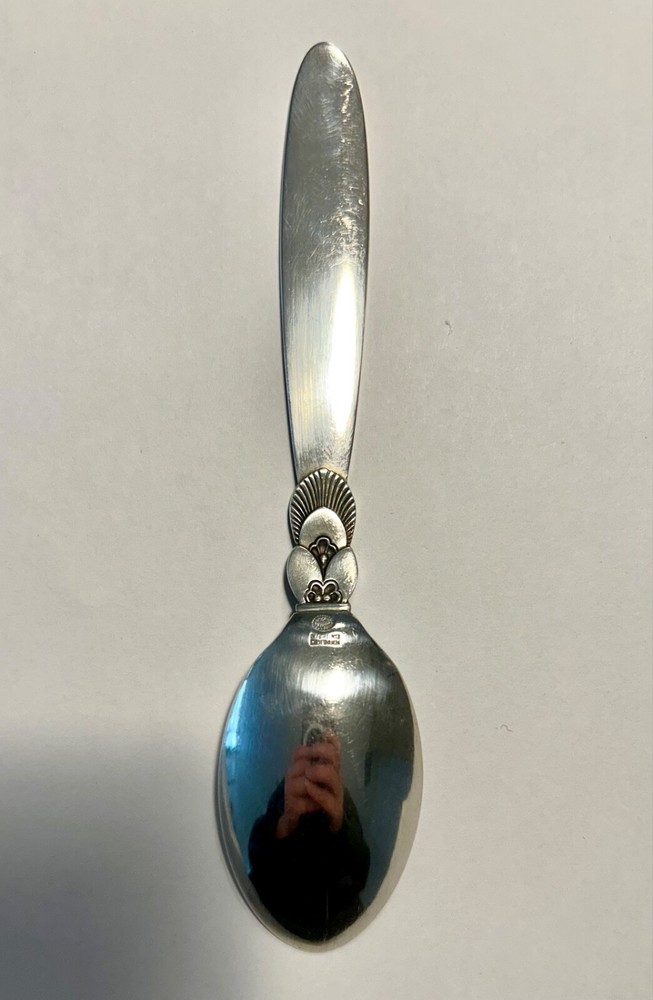 Vintage Georg Jensen, Denmark Cactus Pattern Sterling Silver Teaspoon