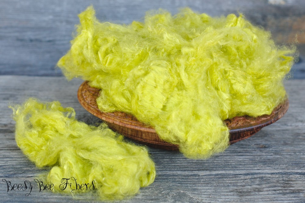 KEY LIME - Pulled Sari Silk Cloud, Recycled Sari Silk, Silk - 1 oz