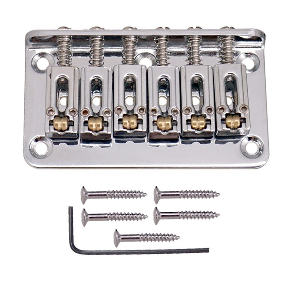 6 String Roller Saddle Hardtail Bridge with Wrench Screws for Electric Guitar C