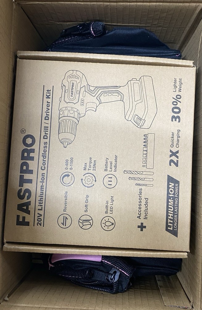 FASTPRO 232-Piece Pink Tool Set with Drill, 20V Cordless Drill Driver