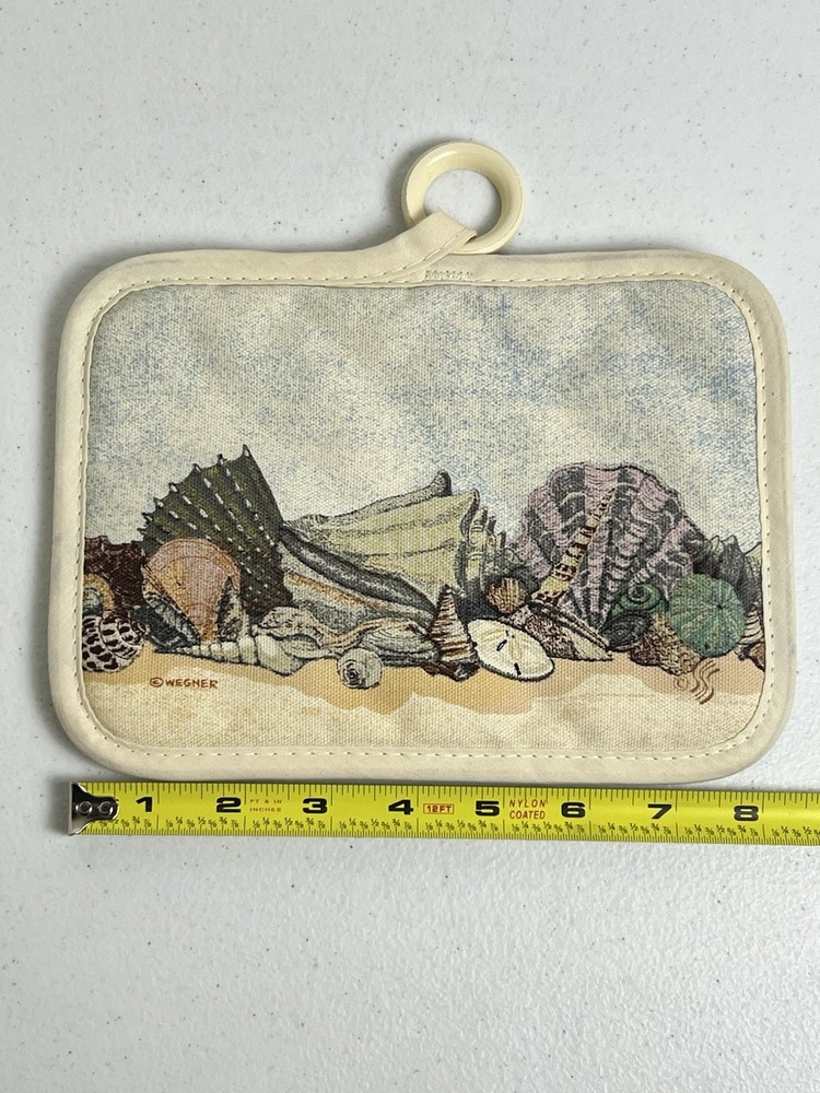 Vintage Pot Holder Features Seashore Shell Beach Design Wegner Kitchen Decor