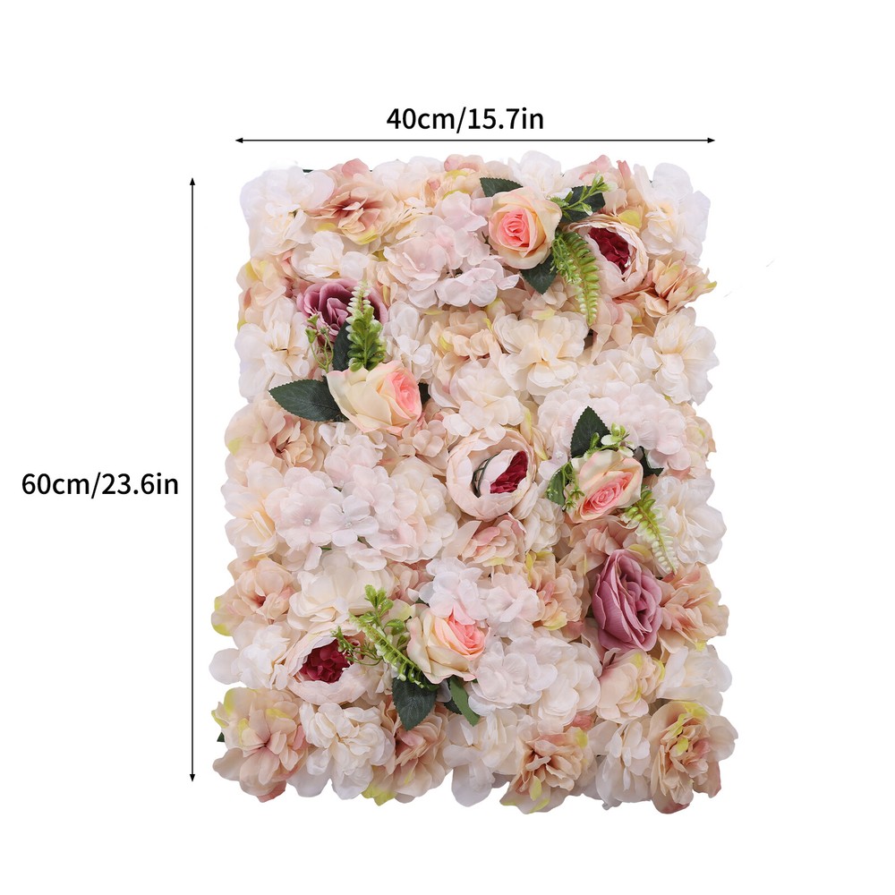 6 Pcs Panel Floral Backdrop Artificial Flower Wall Backdrop Silk Flower Wall
