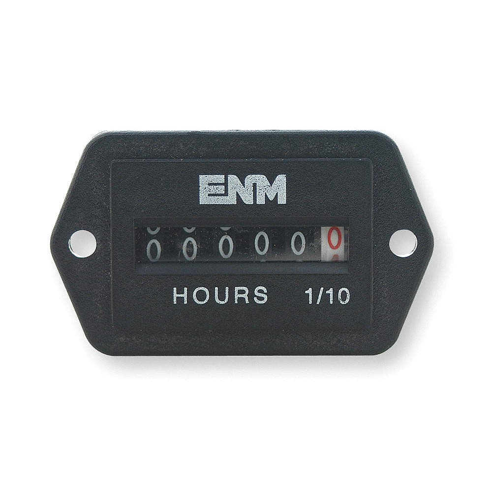 ENM T41E45 DC Hour Meter,6-Digit,2-Hole Rectangular 2PAR4
