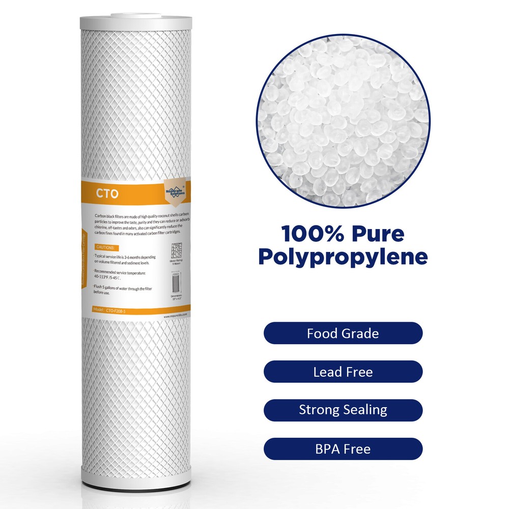 5 Micron 20x4.5" CTO Carbon Block Water Filter Whole House for Big Blue Housings