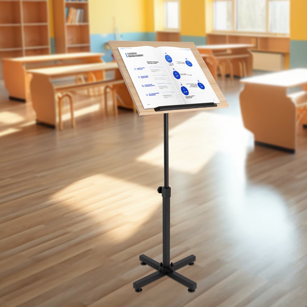Height Adjustable Lectern Podium Stand with 360° Angle for Tablets & Laptops