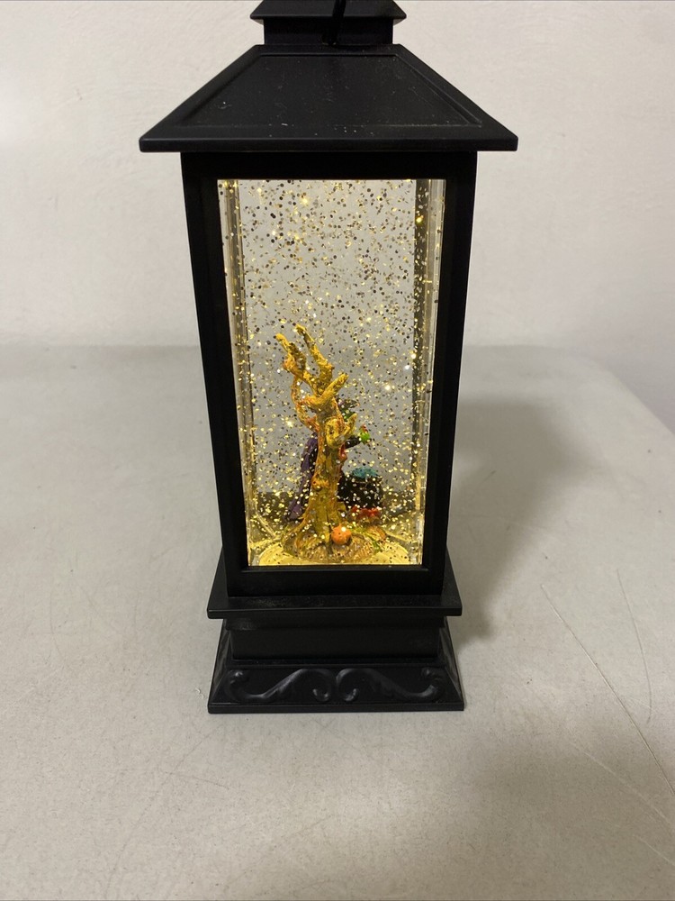 Halloween Snow Globe Lantern with Timer Water Lighted Witch With Cauldron WORKS