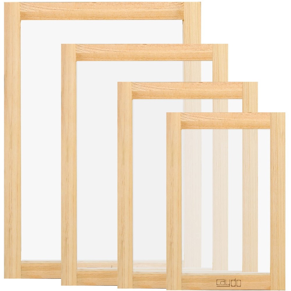 Caydo 4 Pieces 4 Size Screen Printing Frame with 110 Mesh for 4