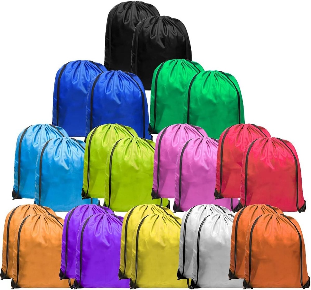 60-pack Drawstring Backpack Lightweight Nylon Draw String Bags in Multi-color