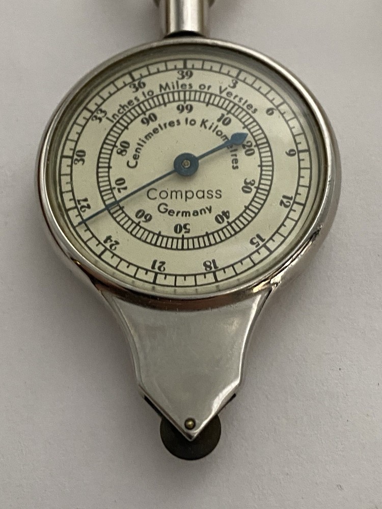 Vintage German Map Measuring Tool Compass w/ring w/Case ~