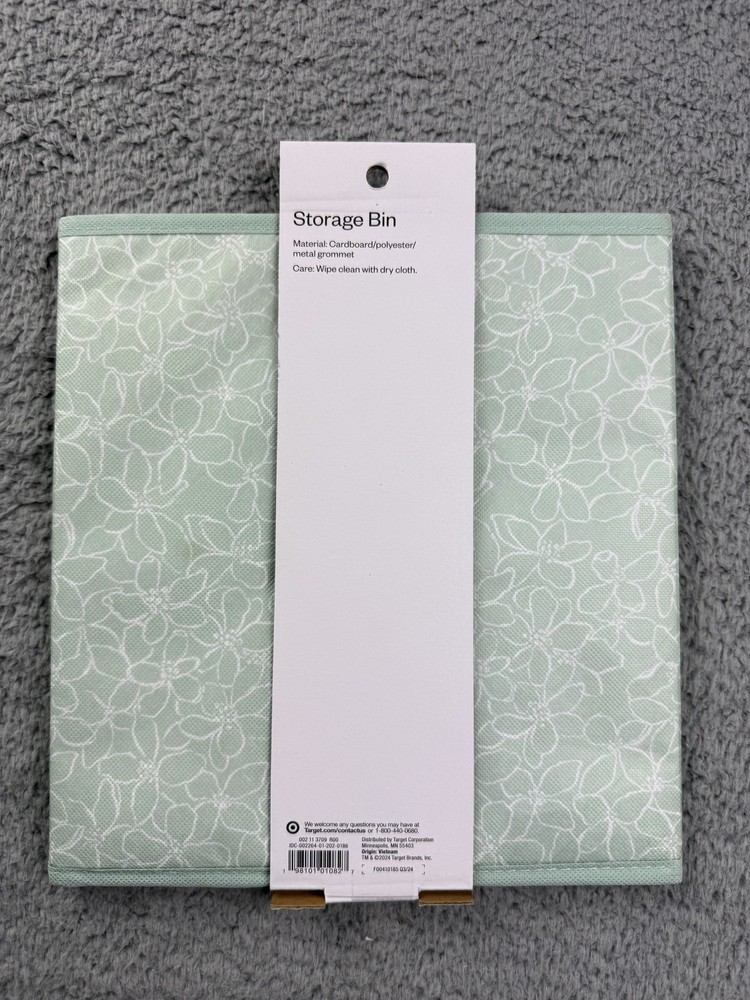 Room Essentials Storage Bin Foldable Floral Pattern Organizer Home Office Closet