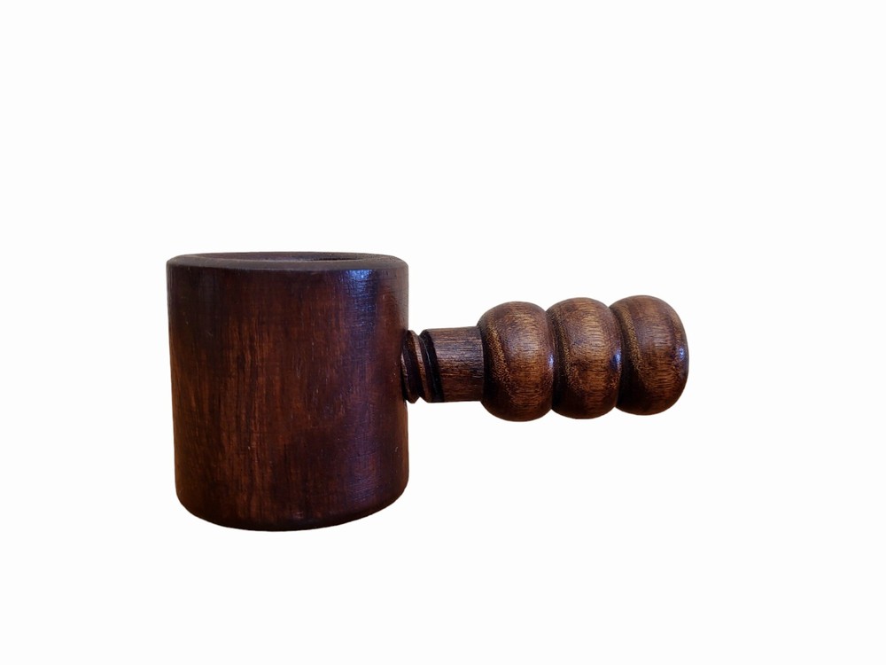 Vintage Solid Wooden Screw Nutcracker Pipe Shaped Nut Cracker Removable Handle