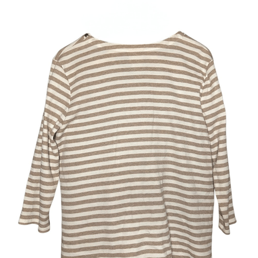 Ruby Rd. Brown Long Sleeve Striped Tunic Size L & Pull On Ankle Pants Size 14P