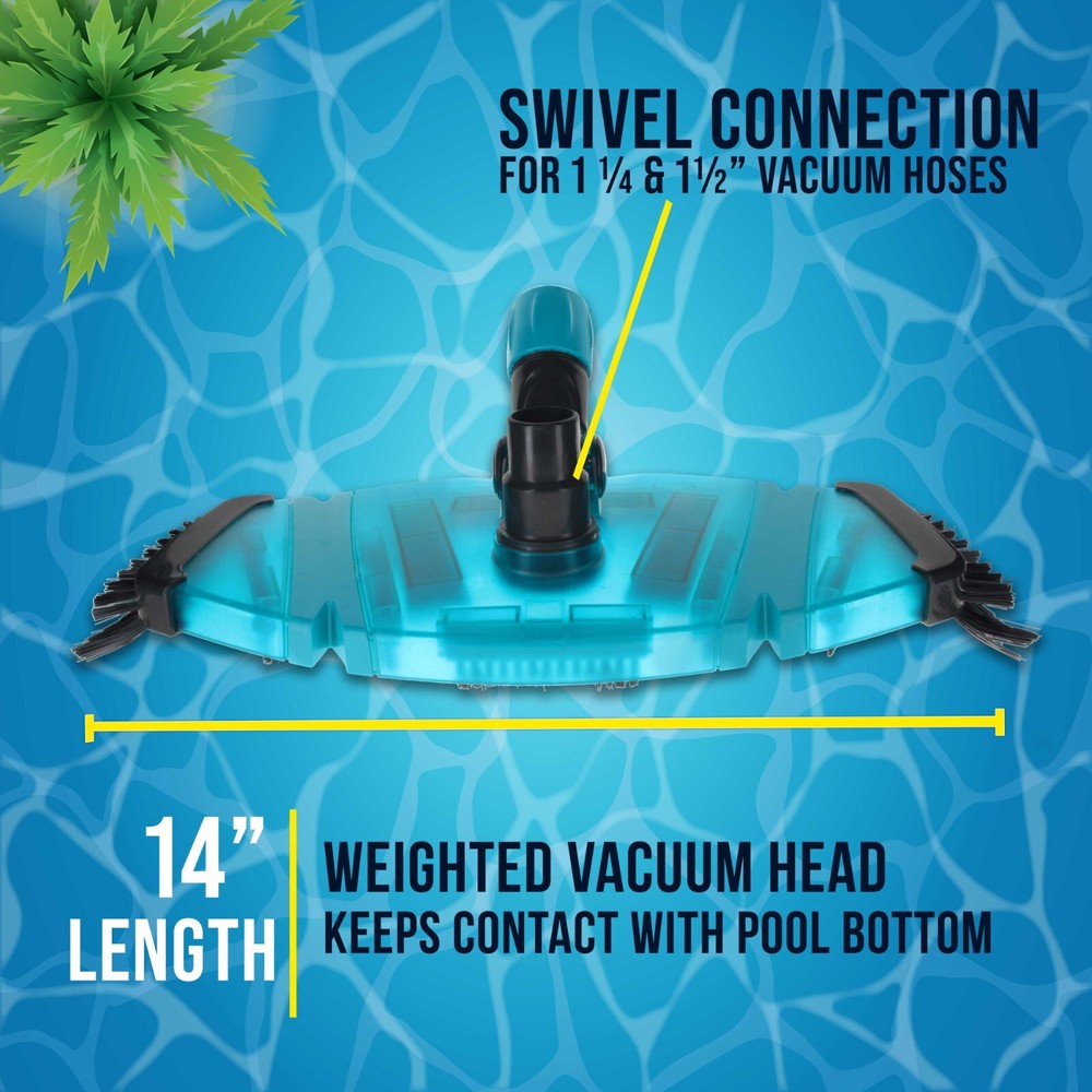 14" Rectangular Weighted Super Flexible Swimming Pool Vacuum Head - Side Brushes
