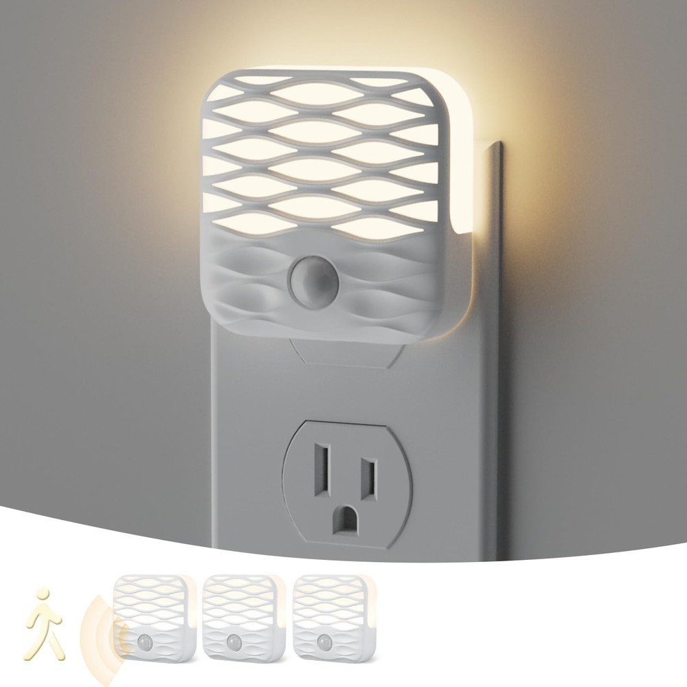 3 Pack Night Lights Plug into Wall,Motion Sensor Nightlights Indoor with Warm...
