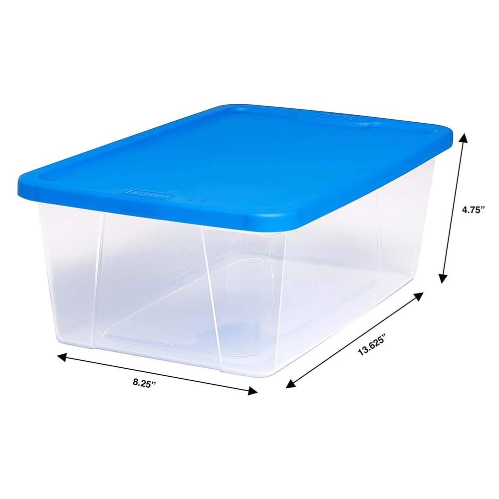 Homz Snaplock 6 Qt Stackable Plastic Storage Container w/ Lid, Blue (10 Pack)