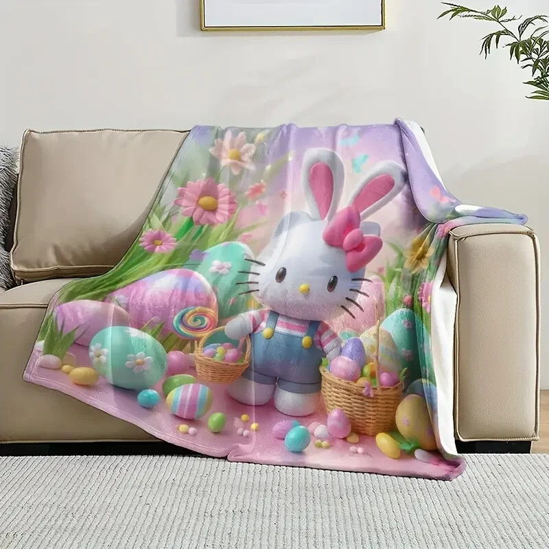 SANRIO HELLO KITTY EASTER BUNNY THROW BLANKET SOFT & LIGHTWEIGHT 59X78
