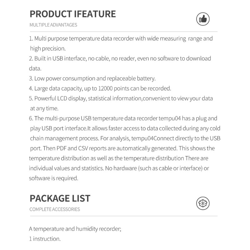 Precise Temperature Recorder USB USB Temperature Data Logger Large Capacity