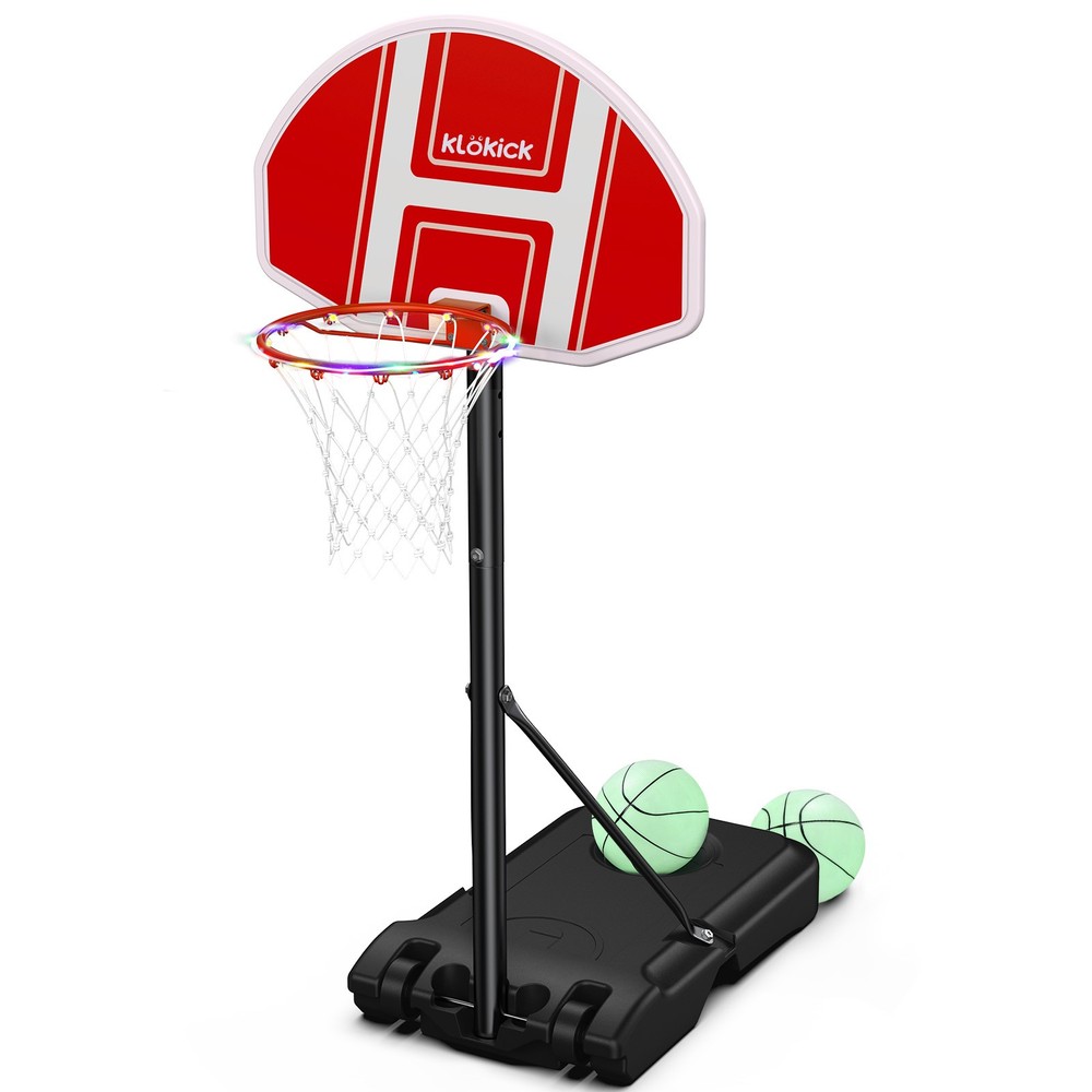 Pool Side Basketball Hoop Adjustable Height LED String Light Swimming Pool Game