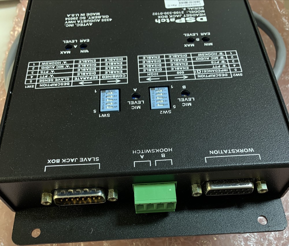 Avtec Inc. DSPatch Headset Jack Box, Model: 2100-330-0102